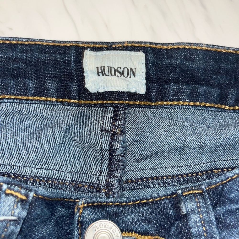 Hudson bacara crop straight cuffed hem midrise skinny dark blue denim jeans 26 - Picture 5 of 6